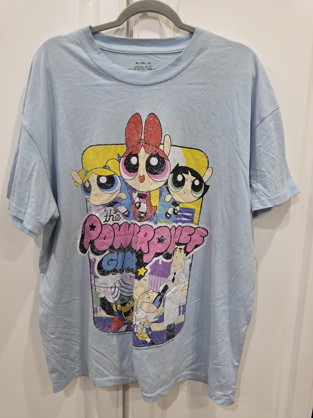 MAD Engine Powerpuff  Tee - Light Blue with Pink Graphic